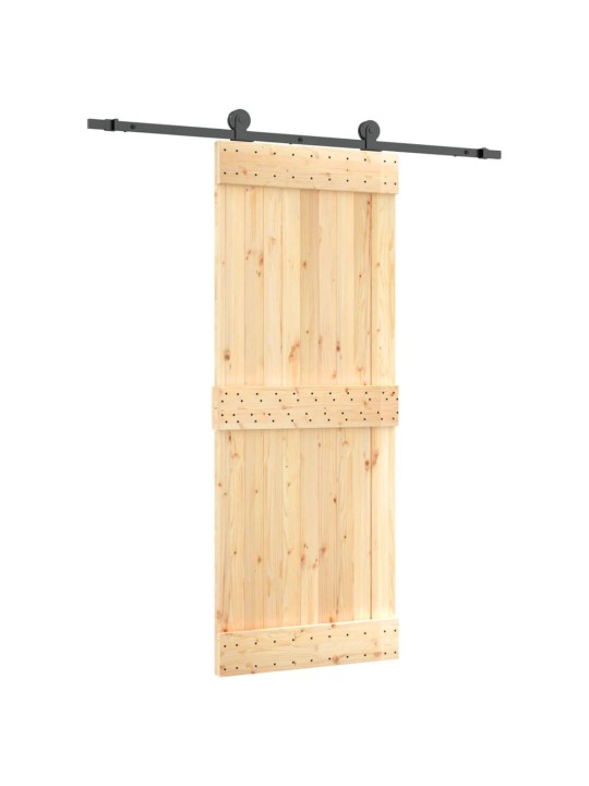Posuvné dveře s kováním 80 x 210 cm masivní borové dřevo