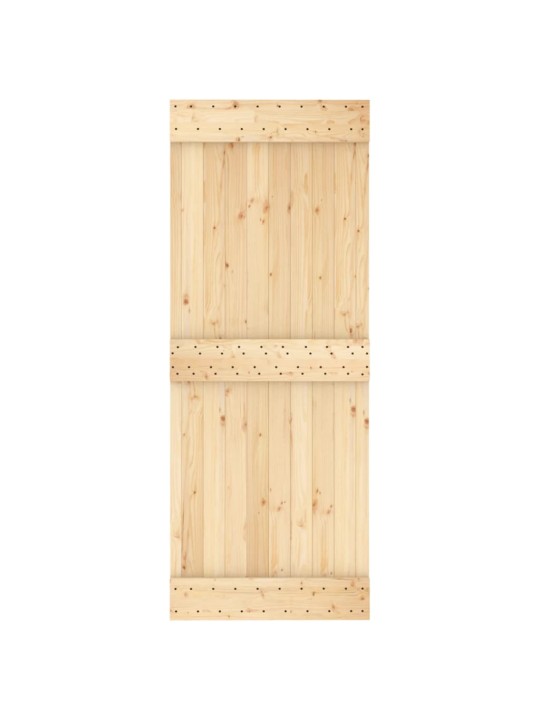 Posuvné dveře s kováním 80 x 210 cm masivní borové dřevo