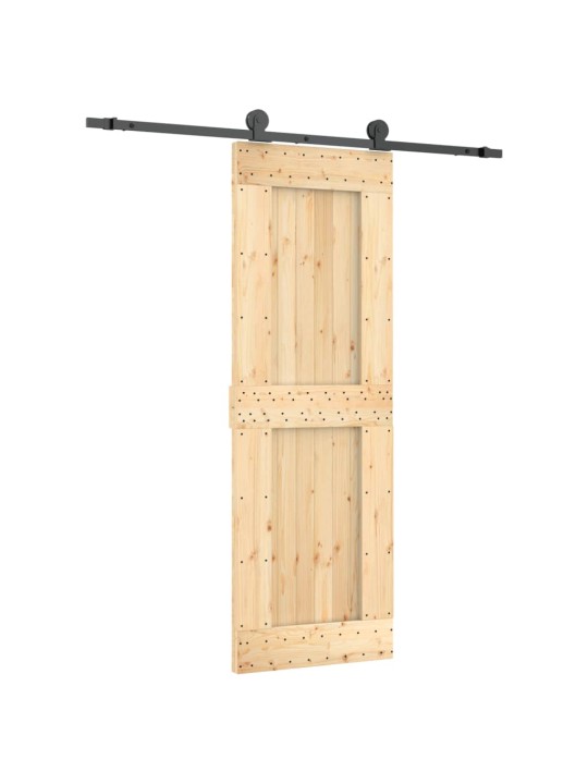 Posuvné dveře s kováním 70 x 210 cm masivní borové dřevo