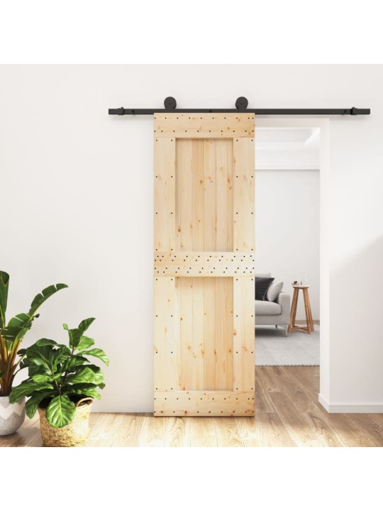 Posuvné dveře s kováním 70 x 210 cm masivní borové dřevo