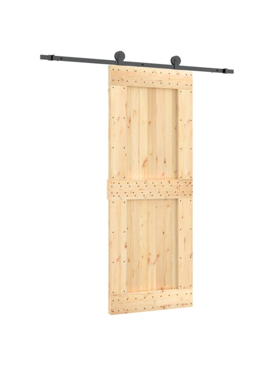 Posuvné dveře s kováním 80 x 210 cm masivní borové dřevo