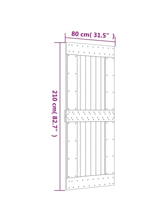 Posuvné dveře s kováním 80 x 210 cm masivní borové dřevo