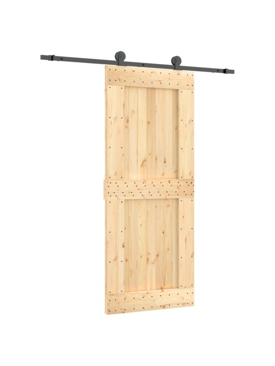 Posuvné dveře s kováním 85 x 210 cm masivní borové dřevo
