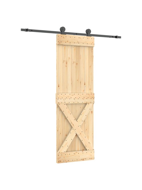 Posuvné dveře s kováním 70 x 210 cm masivní borové dřevo