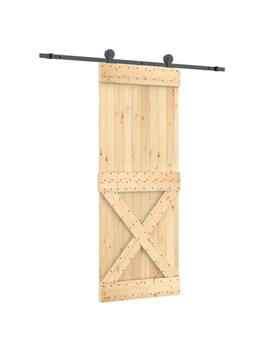 Posuvné dveře s kováním 80 x 210 cm masivní borové dřevo