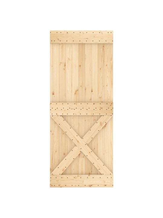 Posuvné dveře s kováním 85 x 210 cm masivní borové dřevo
