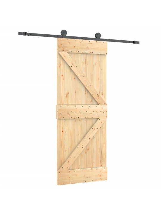 Posuvné dveře s kováním 70 x 210 cm masivní borové dřevo