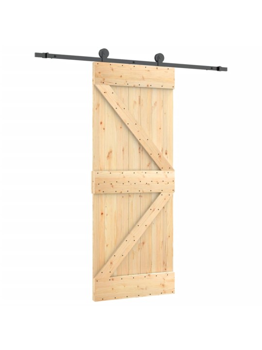 Posuvné dveře s kováním 85 x 210 cm masivní borové dřevo