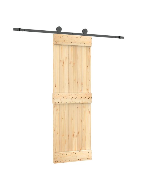 Posuvné dveře s kováním 70 x 210 cm masivní borové dřevo