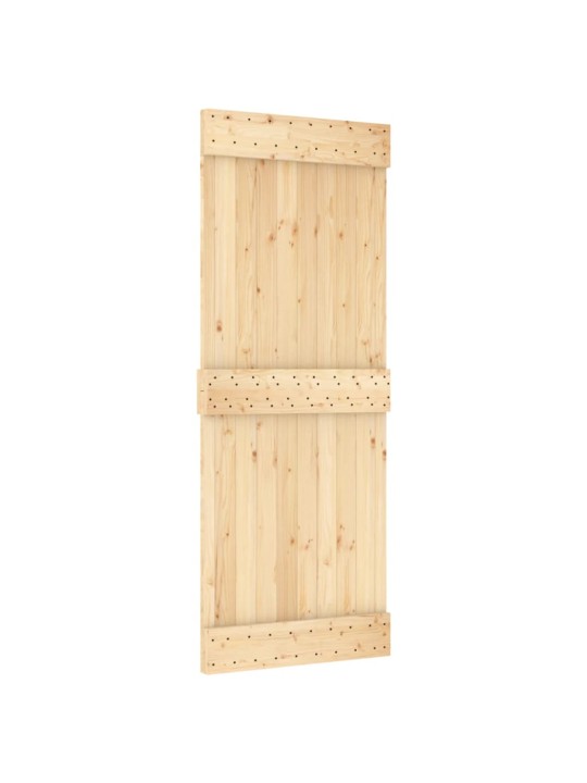 Posuvné dveře s kováním 80 x 210 cm masivní borové dřevo