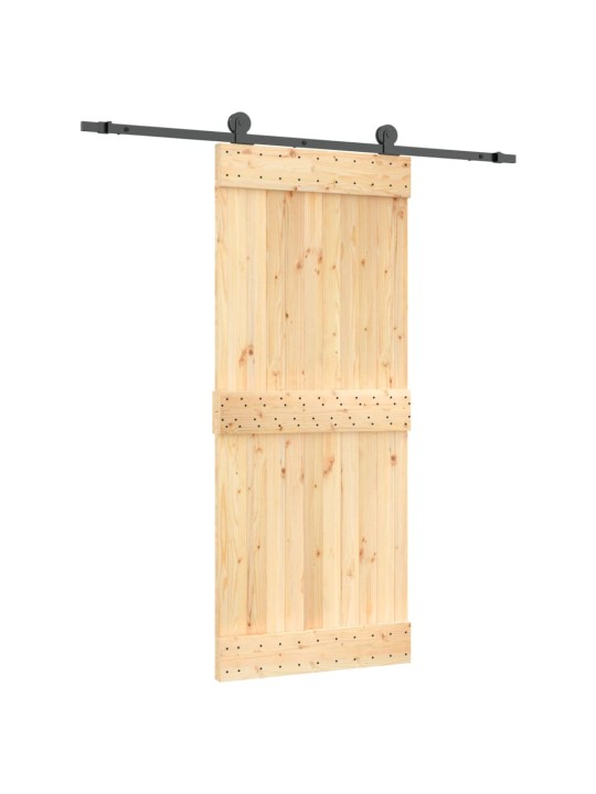 Posuvné dveře s kováním 85 x 210 cm masivní borové dřevo