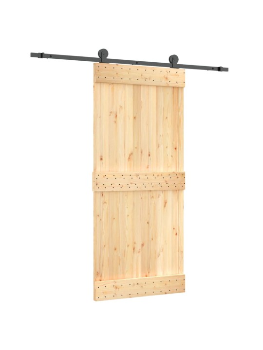 Posuvné dveře s kováním 90 x 210 cm masivní borové dřevo
