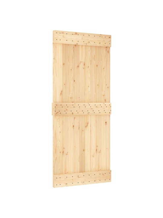 Posuvné dveře s kováním 90 x 210 cm masivní borové dřevo