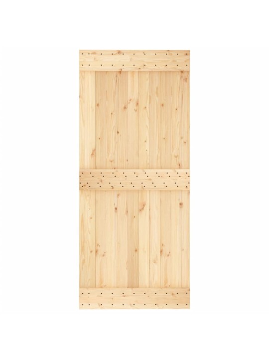 Posuvné dveře s kováním 90 x 210 cm masivní borové dřevo