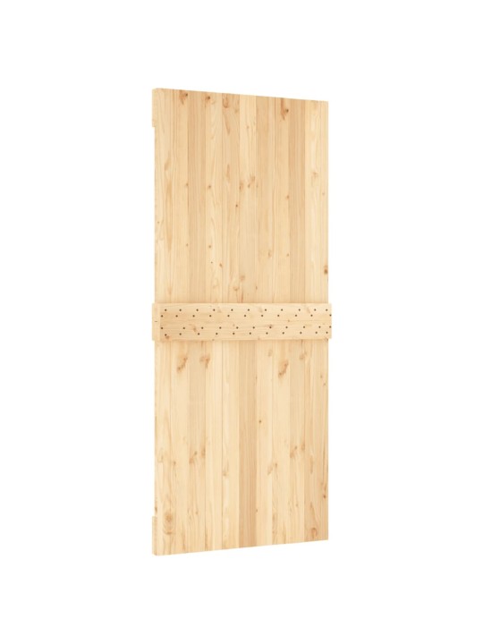 Posuvné dveře s kováním 90 x 210 cm masivní borové dřevo