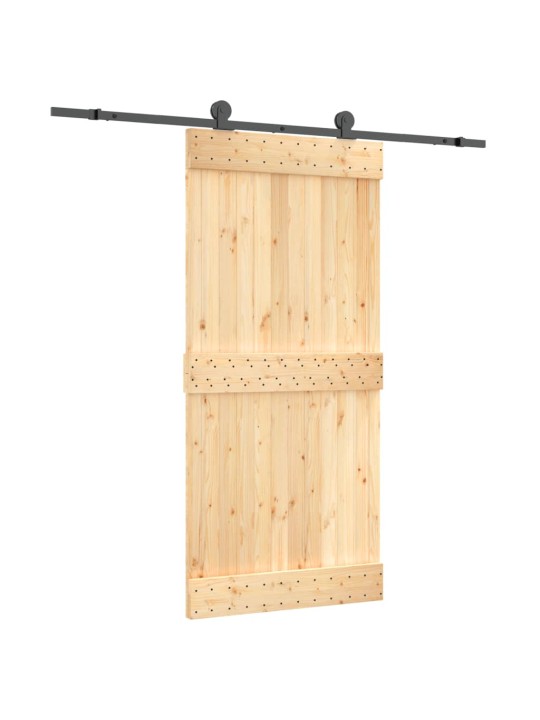 Posuvné dveře s kováním 95 x 210 cm masivní borové dřevo