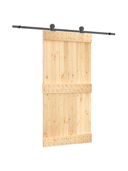 Posuvné dveře s kováním 100 x 210 cm masivní borové dřevo