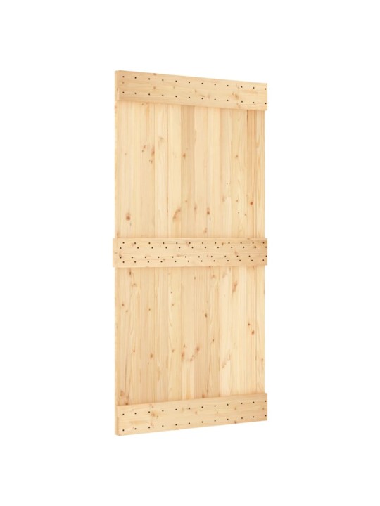 Posuvné dveře s kováním 100 x 210 cm masivní borové dřevo