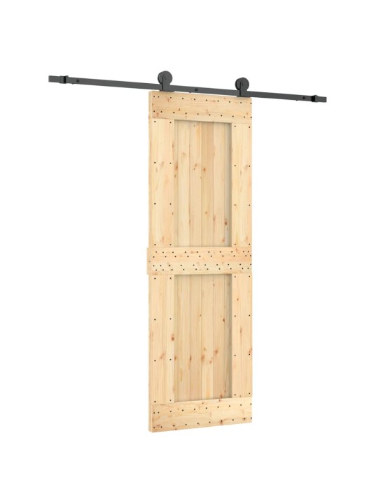 Posuvné dveře s kováním 70 x 210 cm masivní borové dřevo