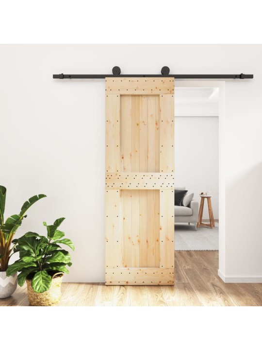 Posuvné dveře s kováním 70 x 210 cm masivní borové dřevo