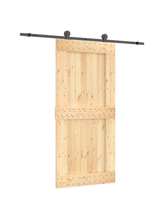 Posuvné dveře s kováním 95 x 210 cm masivní borové dřevo