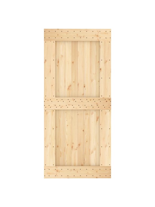 Posuvné dveře s kováním 95 x 210 cm masivní borové dřevo