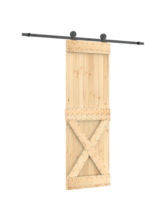 Posuvné dveře s kováním 70 x 210 cm masivní borové dřevo