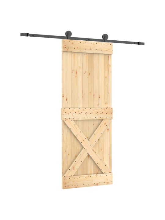 Posuvné dveře s kováním 80 x 210 cm masivní borové dřevo
