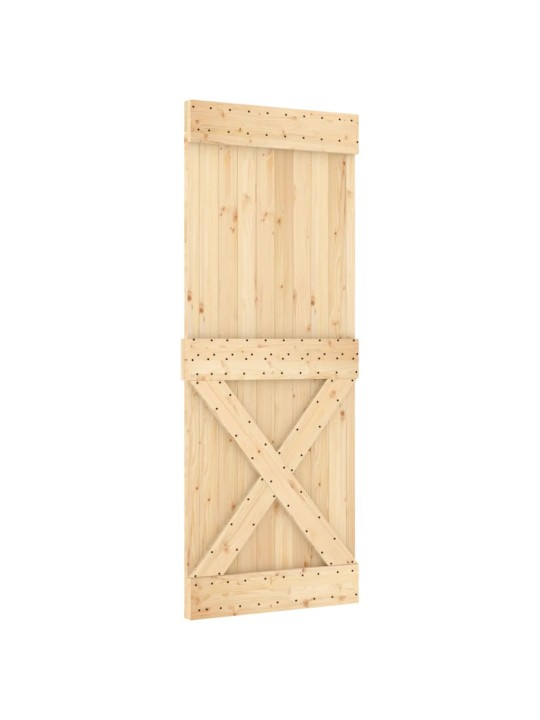 Posuvné dveře s kováním 80 x 210 cm masivní borové dřevo