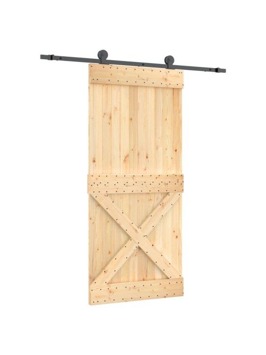 Posuvné dveře s kováním 95 x 210 cm masivní borové dřevo