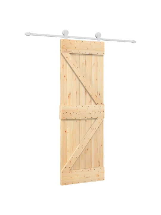 Posuvné dveře s kováním 70 x 210 cm masivní borové dřevo
