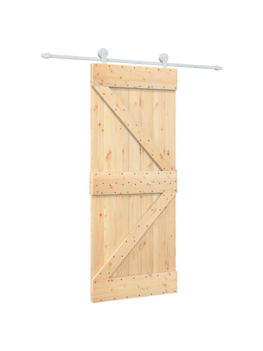 Posuvné dveře s kováním 85 x 210 cm masivní borové dřevo