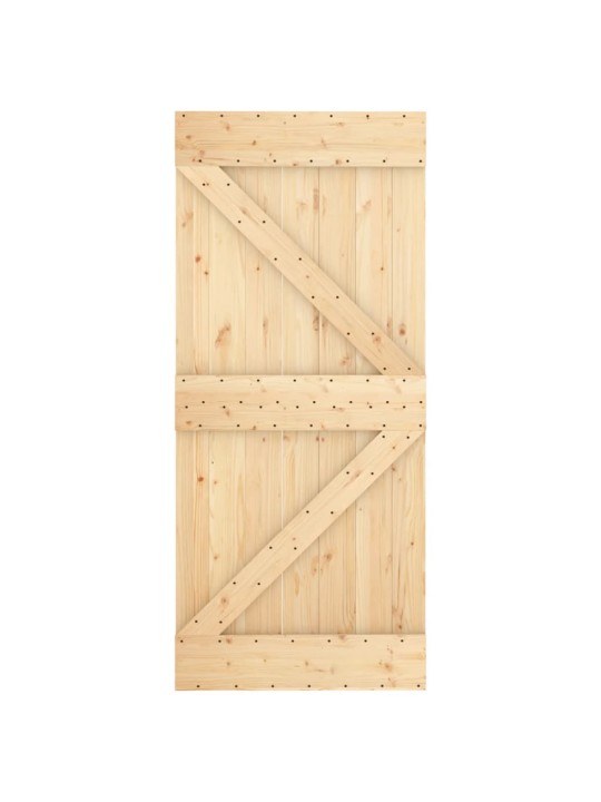 Posuvné dveře s kováním 90 x 210 cm masivní borové dřevo