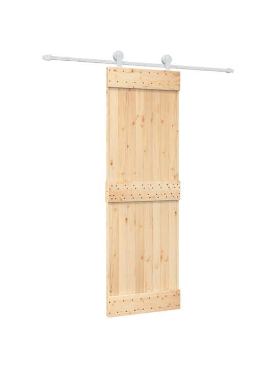 Posuvné dveře s kováním 70 x 210 cm masivní borové dřevo