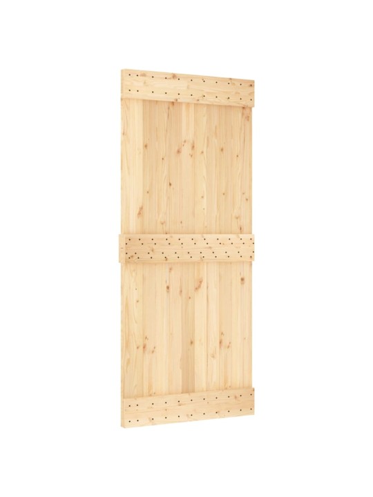 Posuvné dveře s kováním 90 x 210 cm masivní borové dřevo
