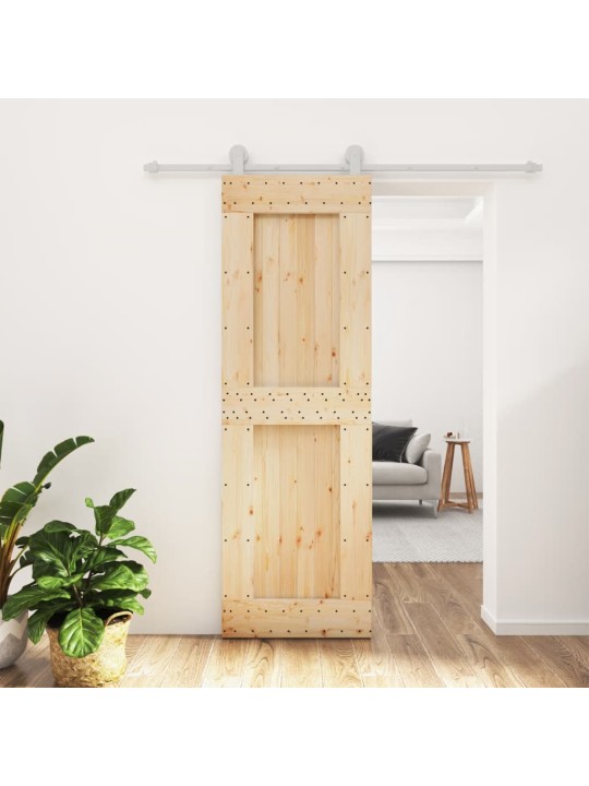 Posuvné dveře s kováním 70 x 210 cm masivní borové dřevo