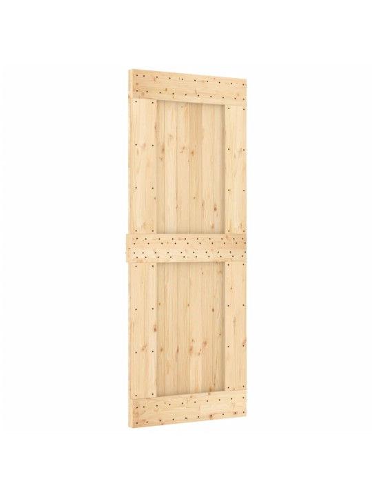 Posuvné dveře s kováním 80 x 210 cm masivní borové dřevo