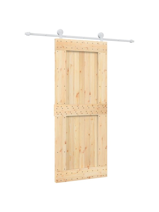 Posuvné dveře s kováním 85 x 210 cm masivní borové dřevo
