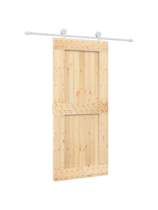 Posuvné dveře s kováním 90 x 210 cm masivní borové dřevo