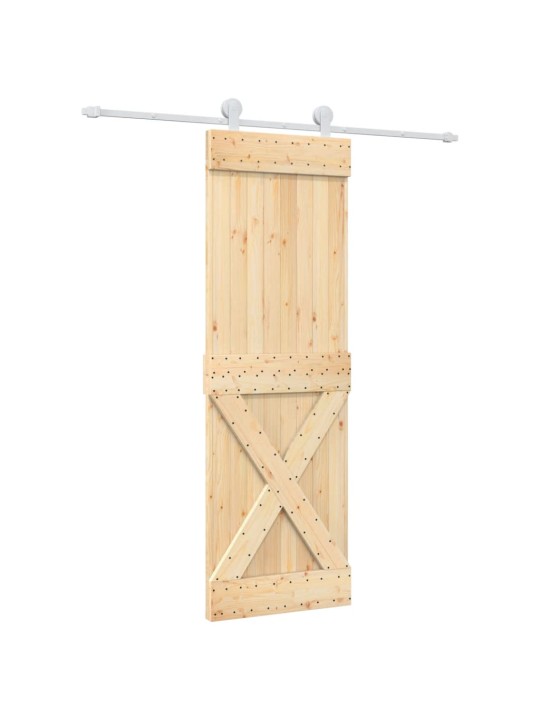 Posuvné dveře s kováním 70 x 210 cm masivní borové dřevo