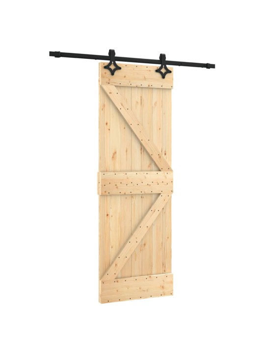 Posuvné dveře s kováním 70 x 210 cm masivní borové dřevo