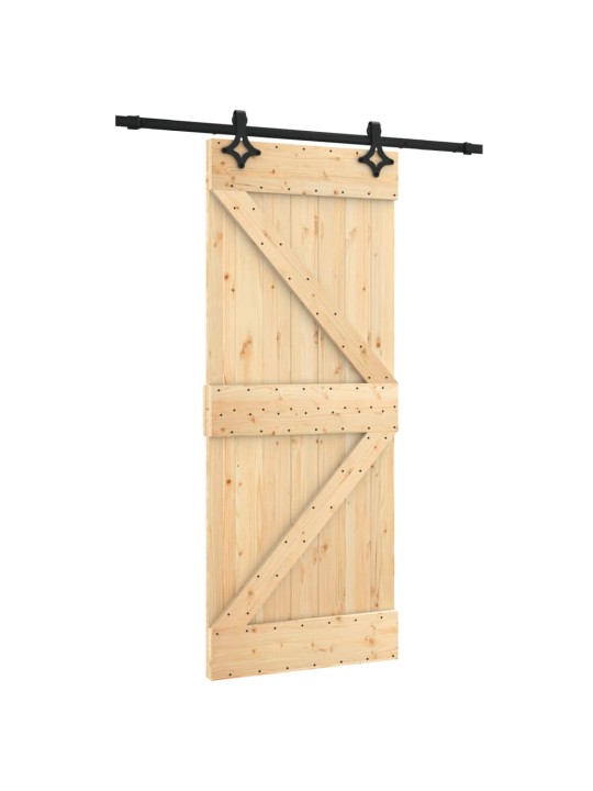 Posuvné dveře s kováním 85 x 210 cm masivní borové dřevo