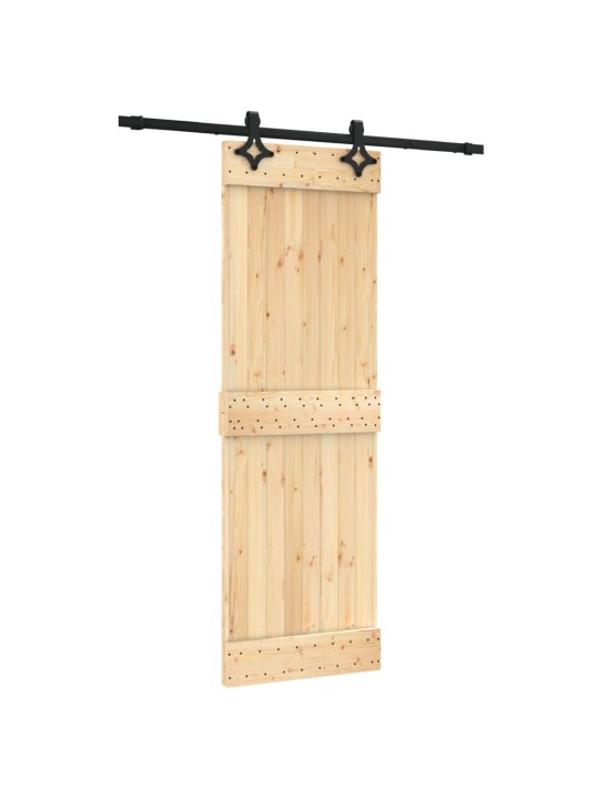 Posuvné dveře s kováním 70 x 210 cm masivní borové dřevo