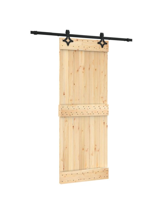 Posuvné dveře s kováním 80 x 210 cm masivní borové dřevo