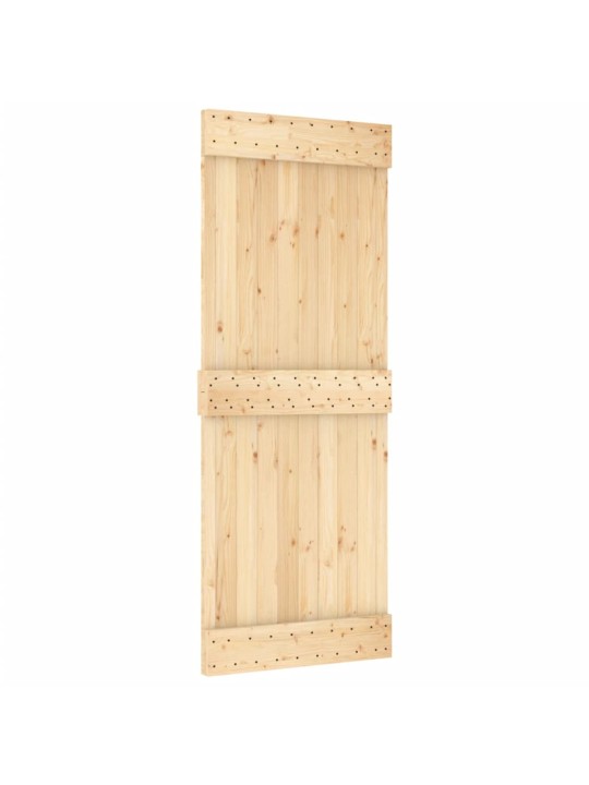 Posuvné dveře s kováním 80 x 210 cm masivní borové dřevo