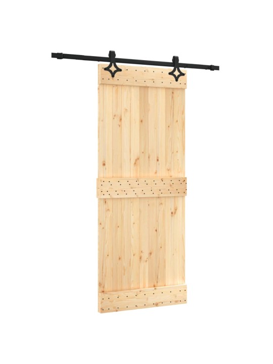 Posuvné dveře s kováním 85 x 210 cm masivní borové dřevo
