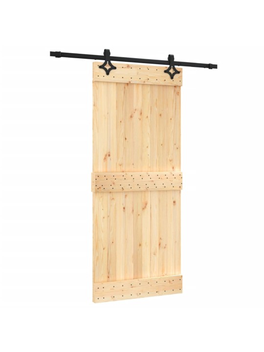 Posuvné dveře s kováním 90 x 210 cm masivní borové dřevo