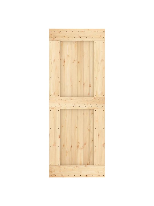 Posuvné dveře s kováním 80 x 210 cm masivní borové dřevo