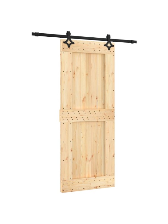 Posuvné dveře s kováním 85 x 210 cm masivní borové dřevo
