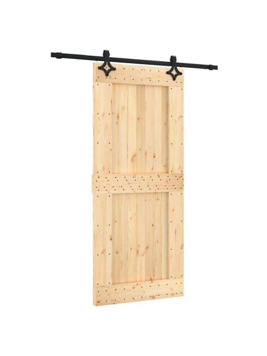 Posuvné dveře s kováním 90 x 210 cm masivní borové dřevo